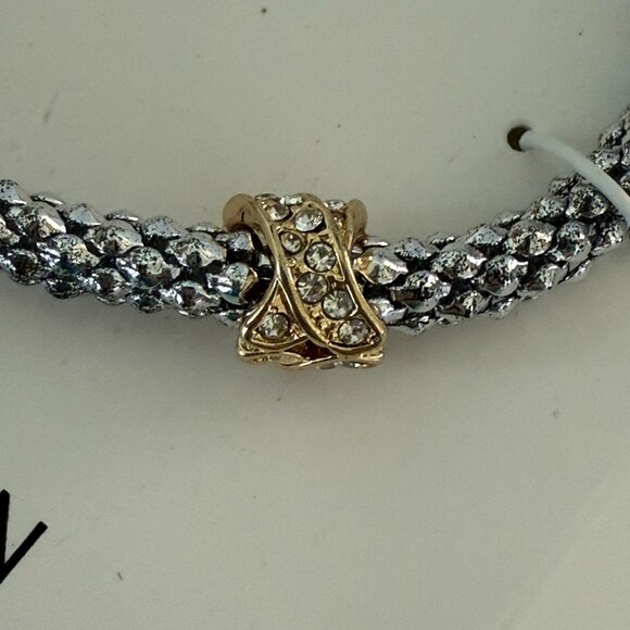 Nine West Silver-Tone Mesh Bracelet With Gold & Silver Crystal-Embellished Accen - Picture 5 of 5